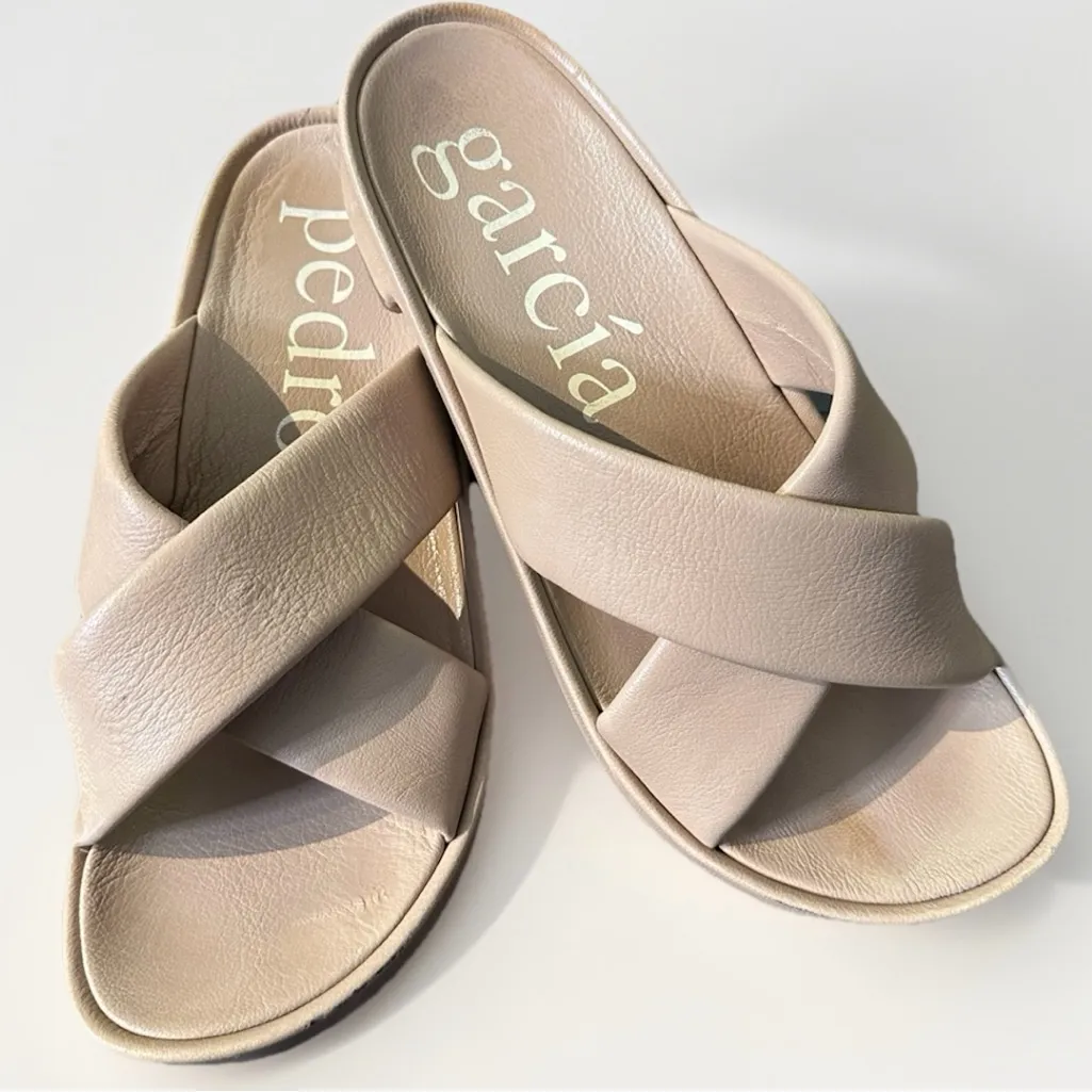 PEDRO GARCIA‎ Lexia crisscross Slide Sandal in Oat Size 10 US / 40 EU Tan - Image 9