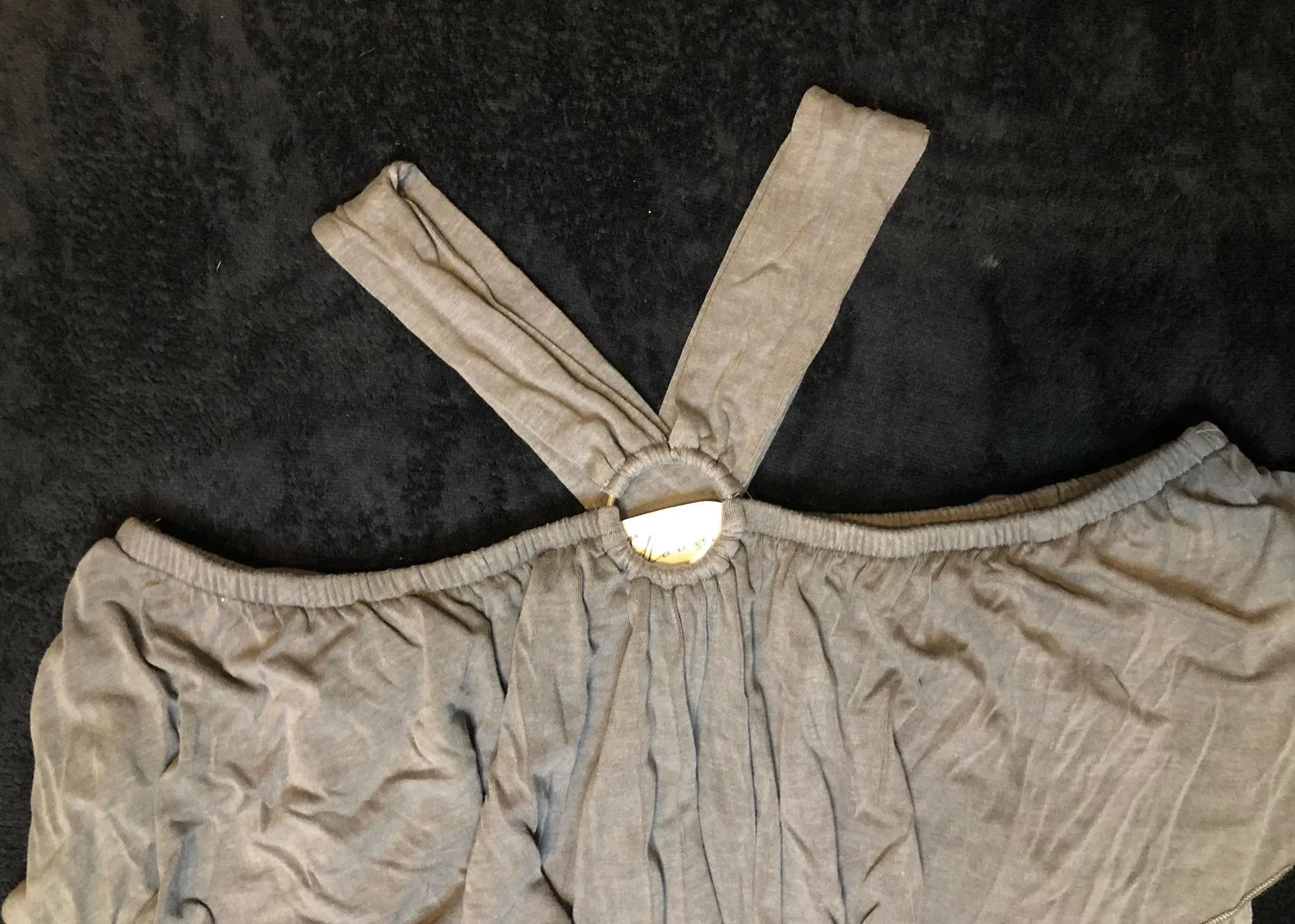 Cold Shoulder Crop Shirt Gray Size M - Image 3