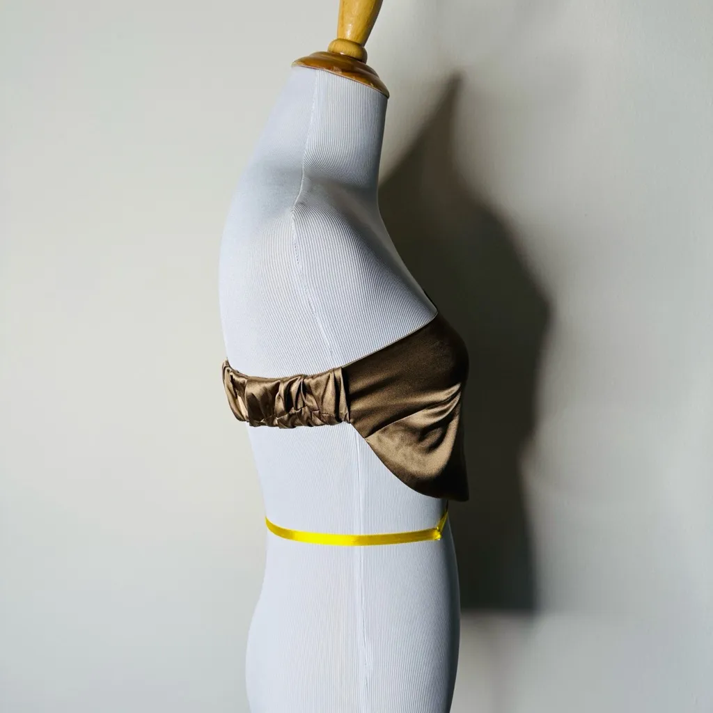 Sky To Moon Brown Satin Crop Top - Image 2