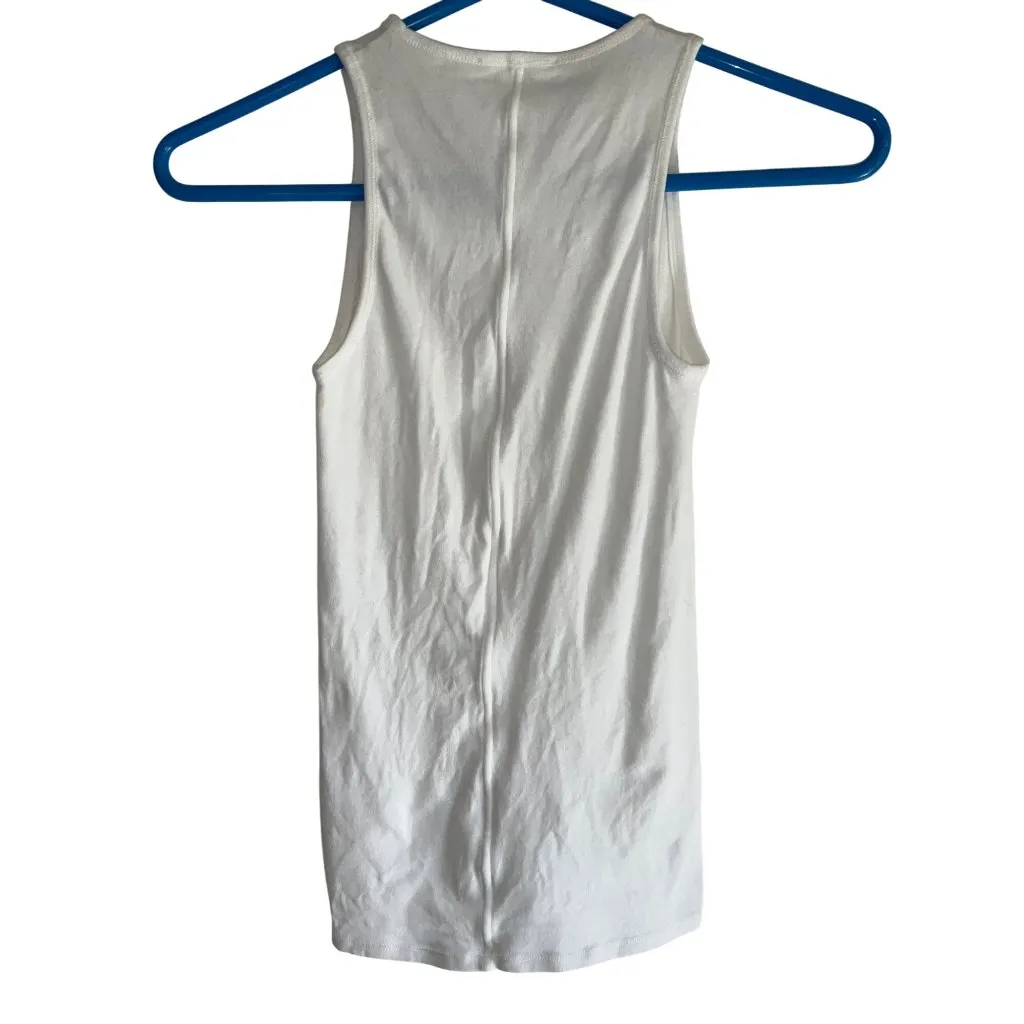 The Row Womens White Racerback Tank Top  XS Sleeveless Casual Cotton Blend - Image 6