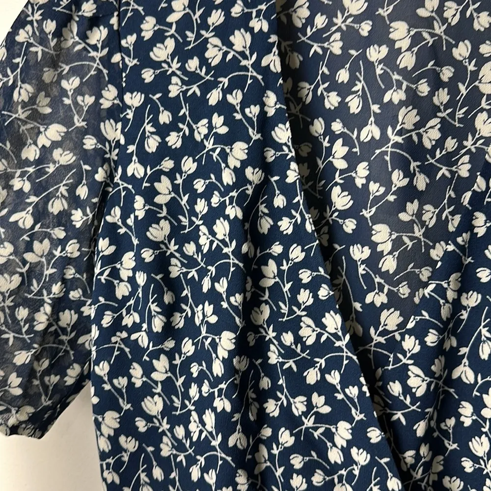 Lucky Wrap Mini Dress in Elyse Navy - Image 6