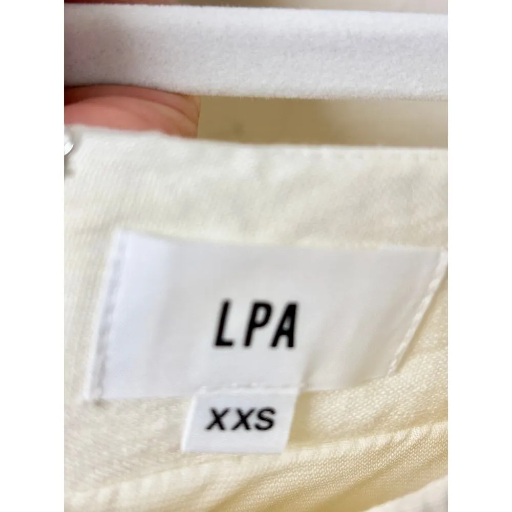 LPA Linen Blend High Waisted Back Slit Pencil Midi Skirt cream Women's Size XXS - Image 3