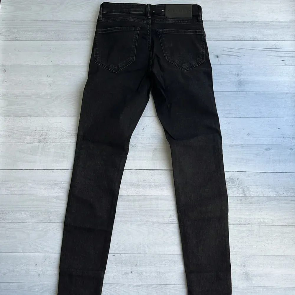 Allsaints Faded Black Skinny Leg Denim with Genuine Leather Patches 25 - Image 2