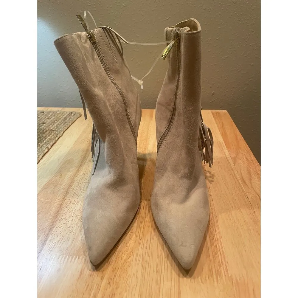 Veronica Beard Suede Vero Cucio "Nyoni" suede ankle booties w/fringe trim, S99 - Image 2