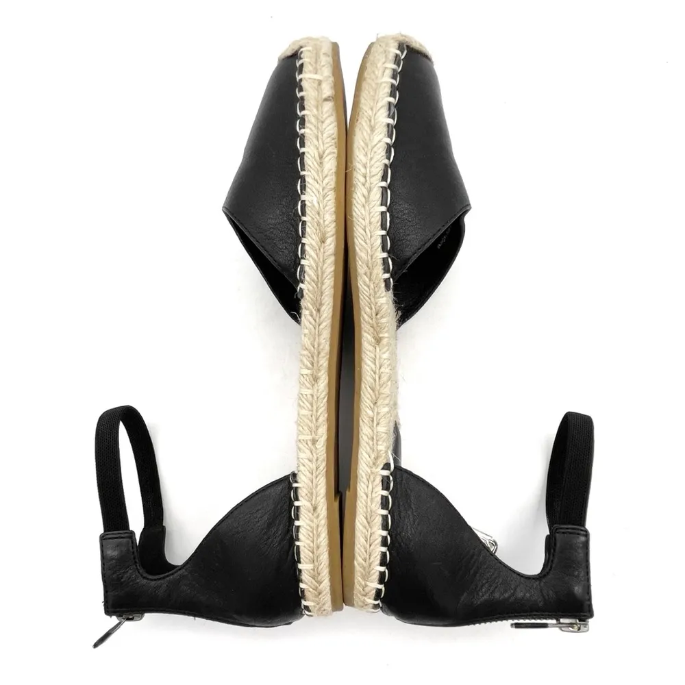 Eileen Fisher Lala Leather Espadrille Flats Black Size 8 Ankle Strap Sandals - Image 12