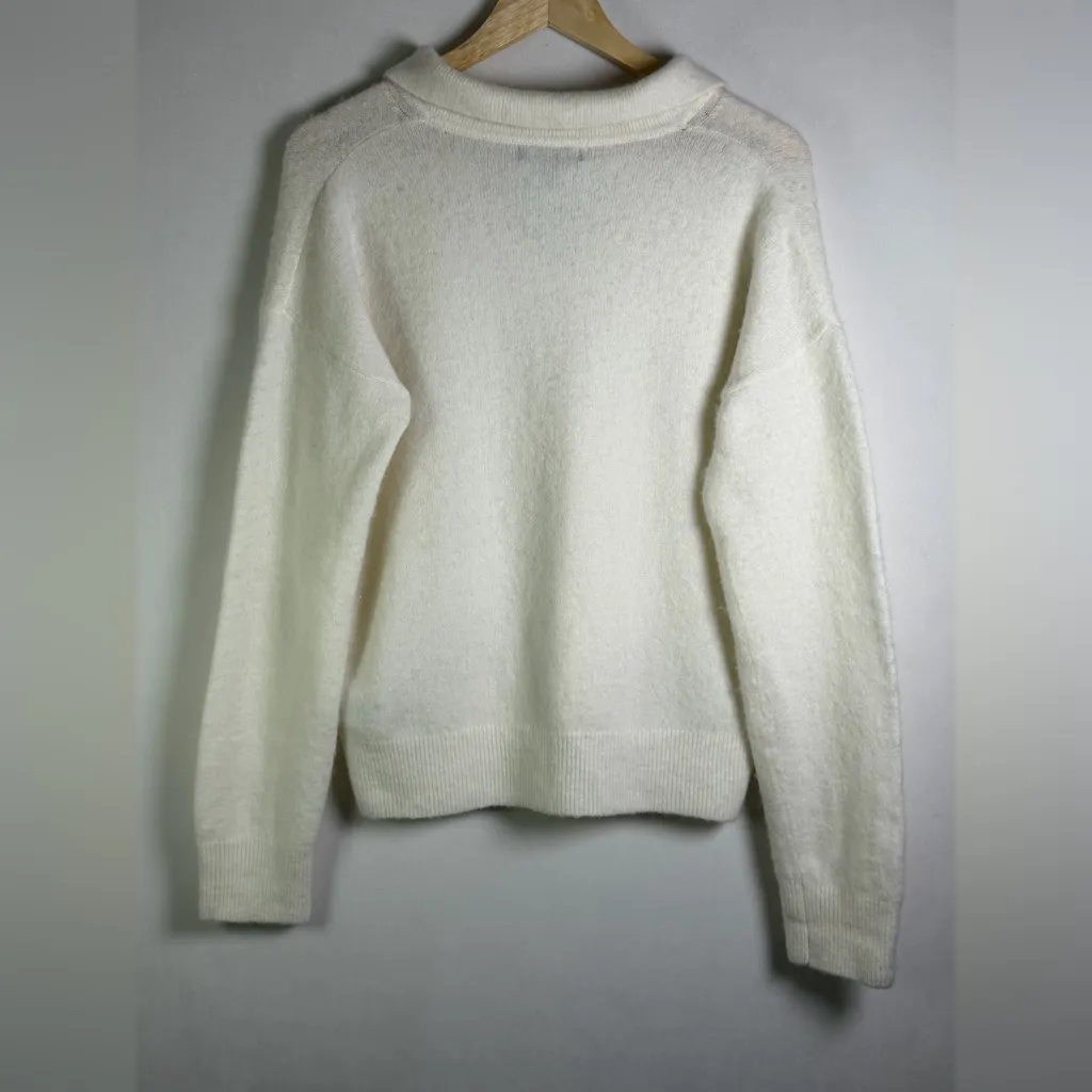 Banana Republic Women’s Alpaca Wool Blend V-Neck Sweater in Cream Sz L Quiet Lux - Image 6