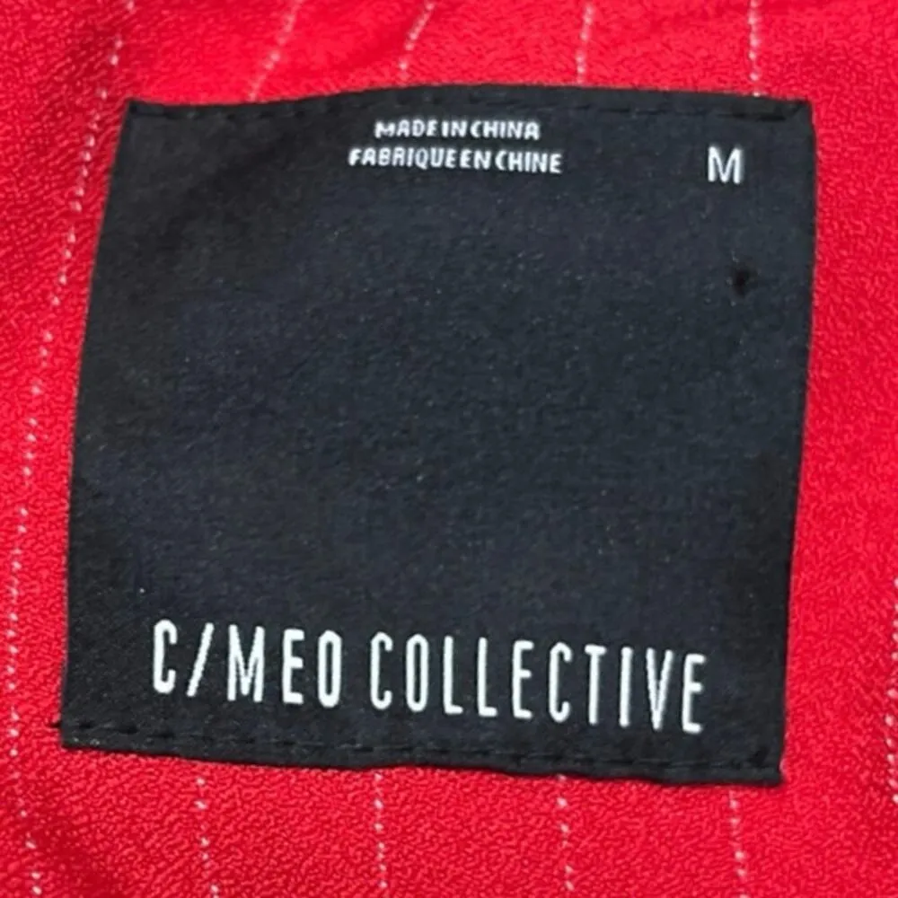 C/MEO Collective Red Pinstripe Double Breasted Notch Collar Blazer Coat Jacket M - Image 4