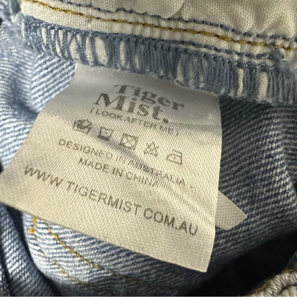 Tiger Mist Wide Leg High Waist Blue White Checkered 4 Pocket Denim Jeans Small - Image 12