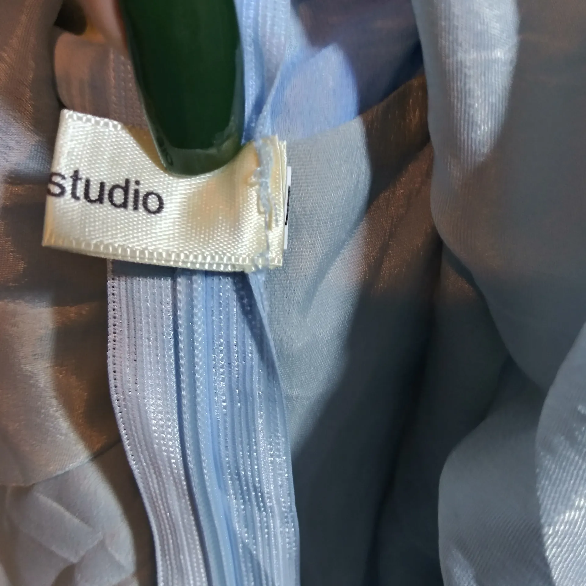 Lingshangfei Starry Night Long Fairy Asymmetrical Puff Sleeve Dress Size Small Blue - Image 10