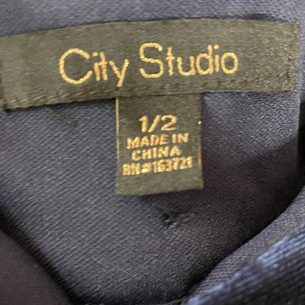 City Studios Juniors' Velvet Embellished-Waist Fit & Flare Dress Blue Size 1/2 - Image 7