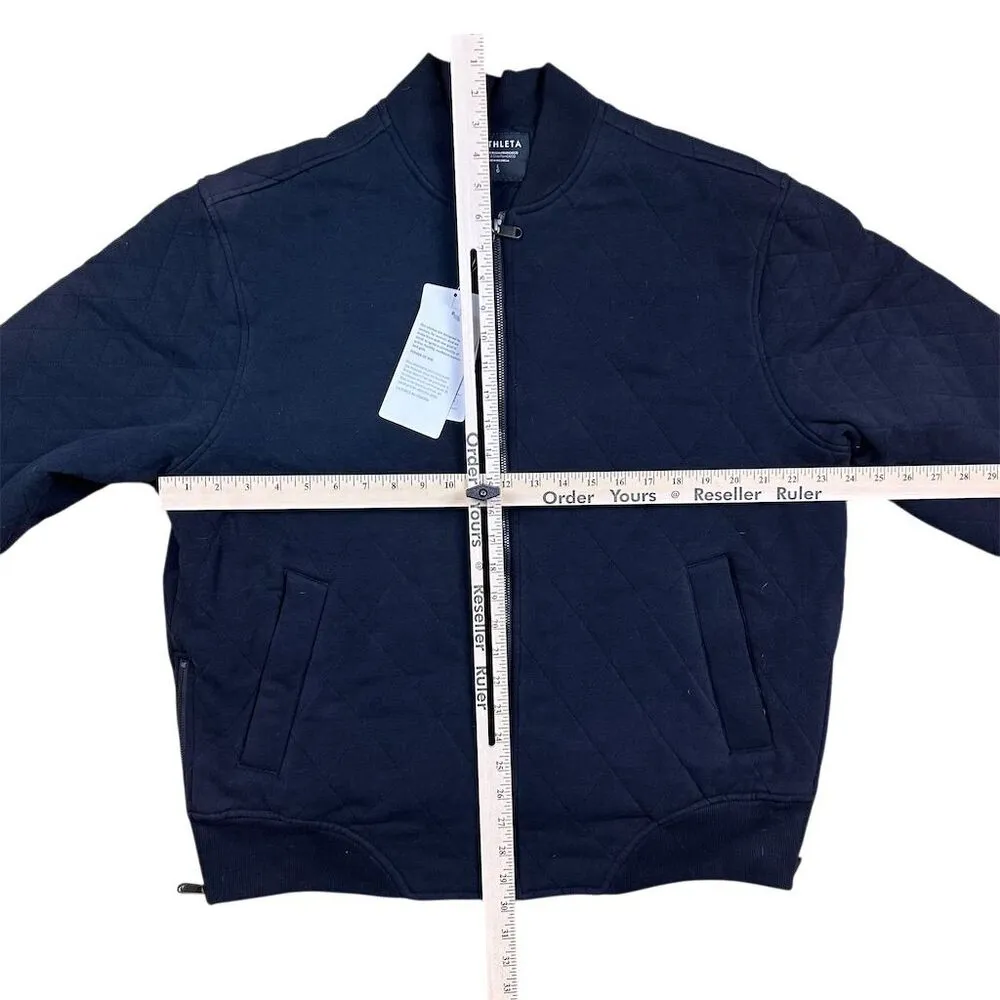 NWT Athleta Women's Retroplush Bomber Jacket Black Quilted Size L Oversized - Image 3