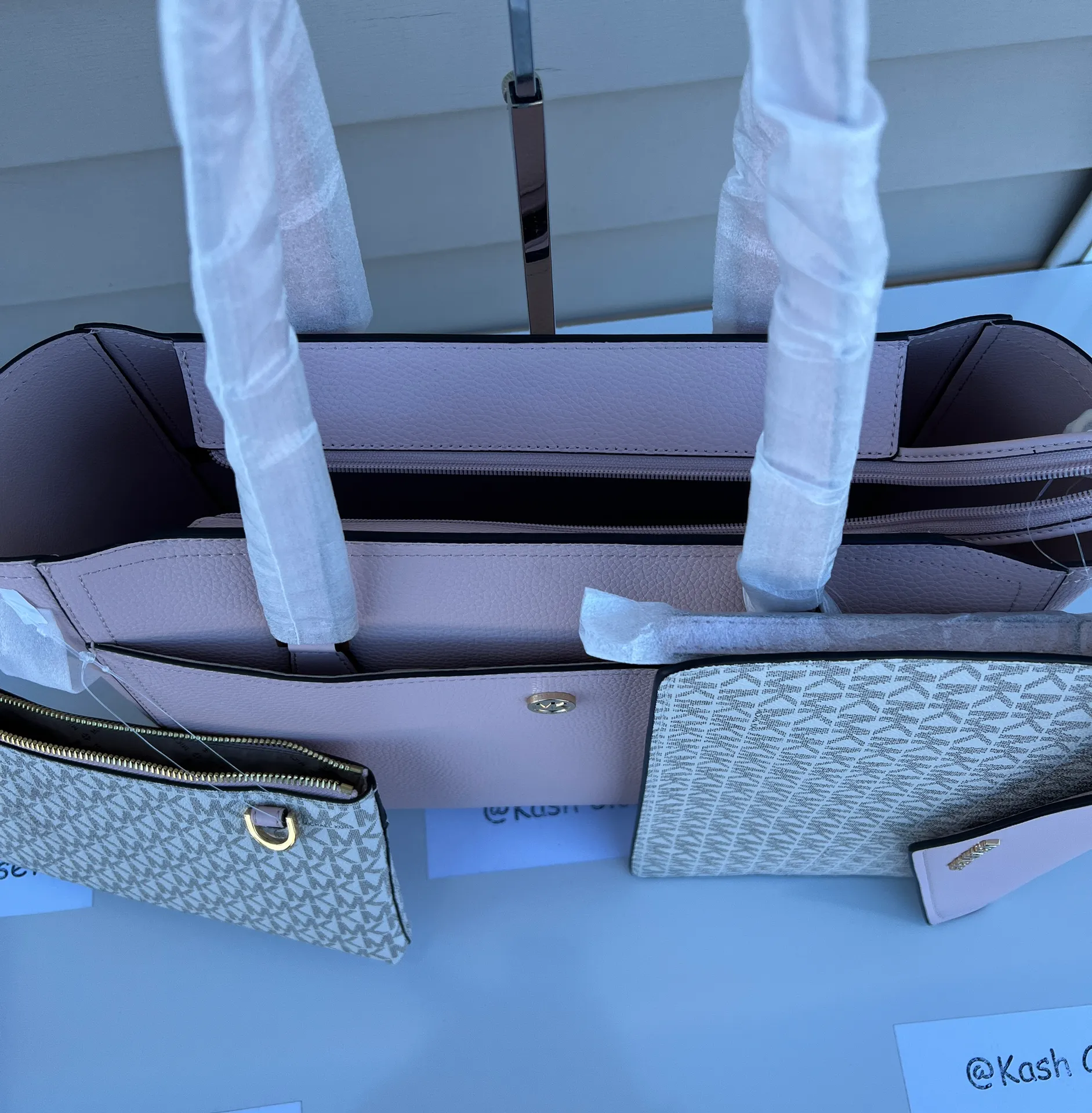 Maisie Large Leather 3 in 1 Tote Bag - Powder Blush - Image 7