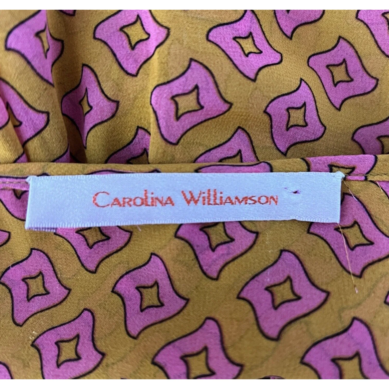 Carolina Williamson Shirt Women Large‎ Orange Pink Geometric Casual Bohemian - Image 7