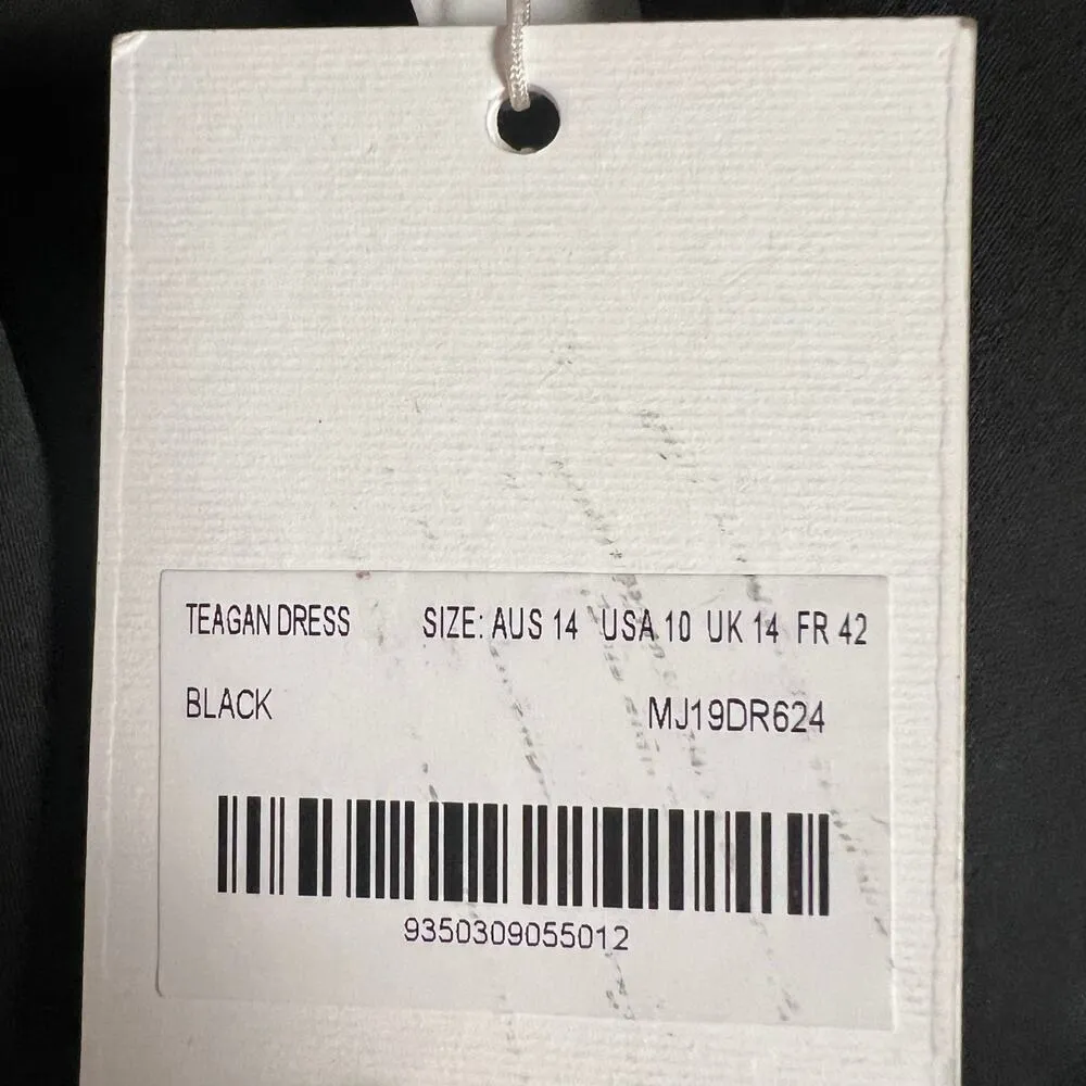 Misha Teagan Black Long Sleeve Blazer Collar Tie Waist Satin Mini Dress Size 10 - Image 13