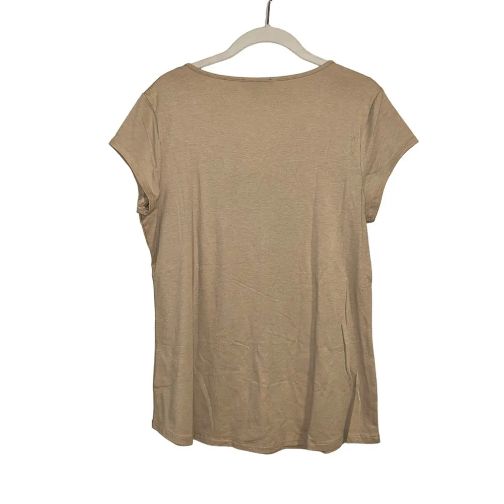 AK Anne Klein Designer Beige Tan Top Women’s Size XL Beaded Detailing Shirt! - Image 3