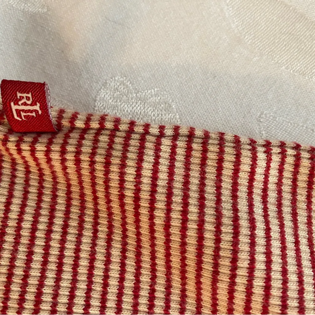 Lauren Ralph Lauren Red & White Striped Crop Tank Top L - Image 4