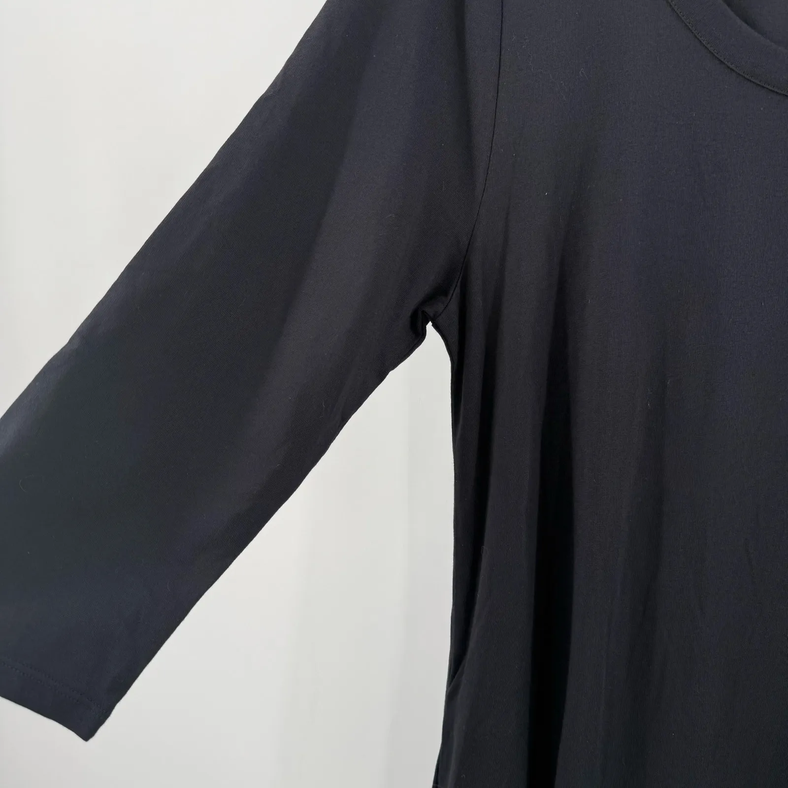 Soft Surroundings Santiago Dress SZ Large 2GN70 Blk Cotton Modal Maxi 3/4 Sleeve - Image 7