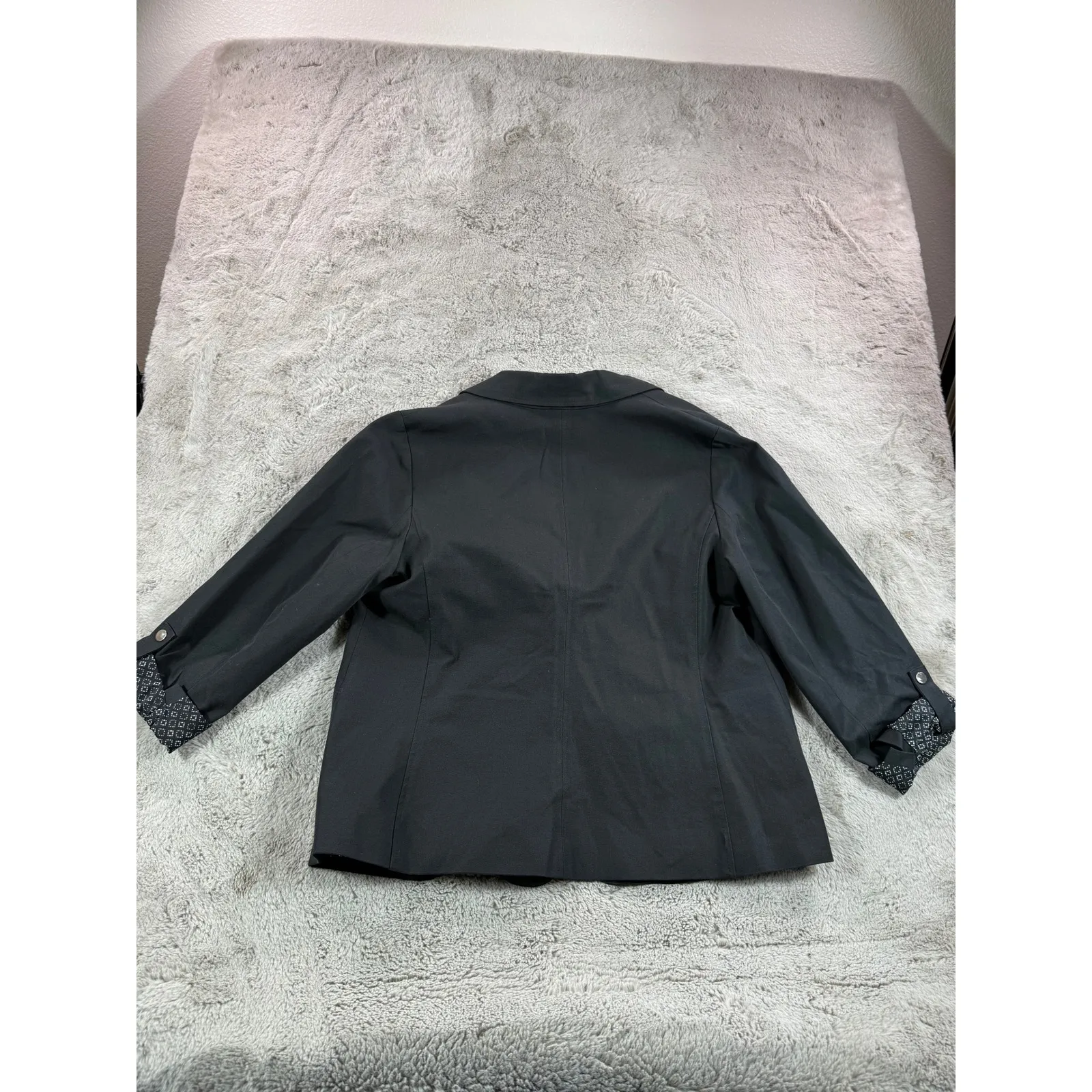 Chico's Black Geometric Print Lined Blazer Women's Size XL Office - Image 4