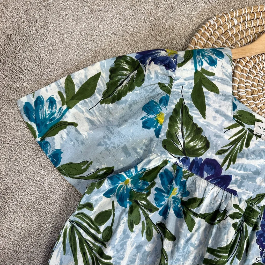 The Vermont Country Store Cotton Shortsleeve Muumuu Hawaiian Midi Dress Floral L Green Size L - Image 6