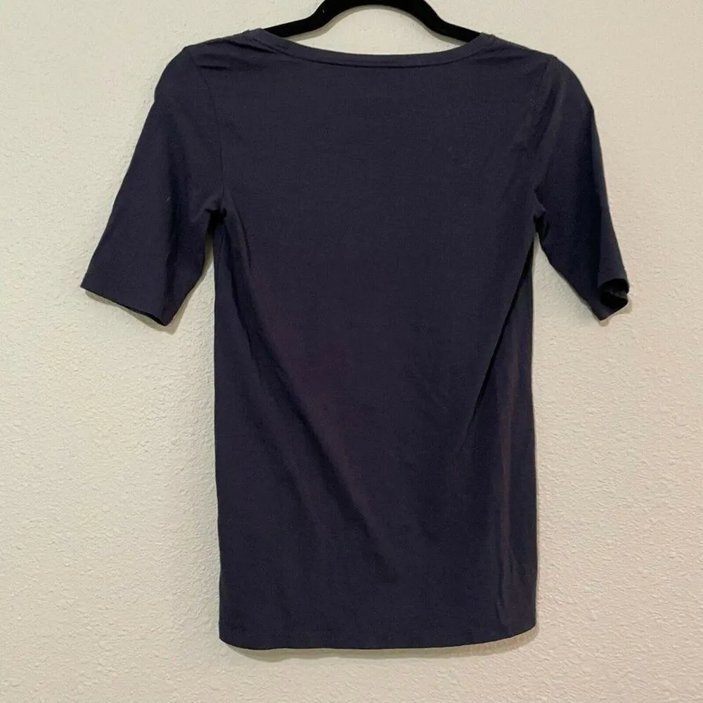 Everlane Navy Blue Short Sleeve Round Neck Basic Tee Womens XS Basic Staple Top - Image 2