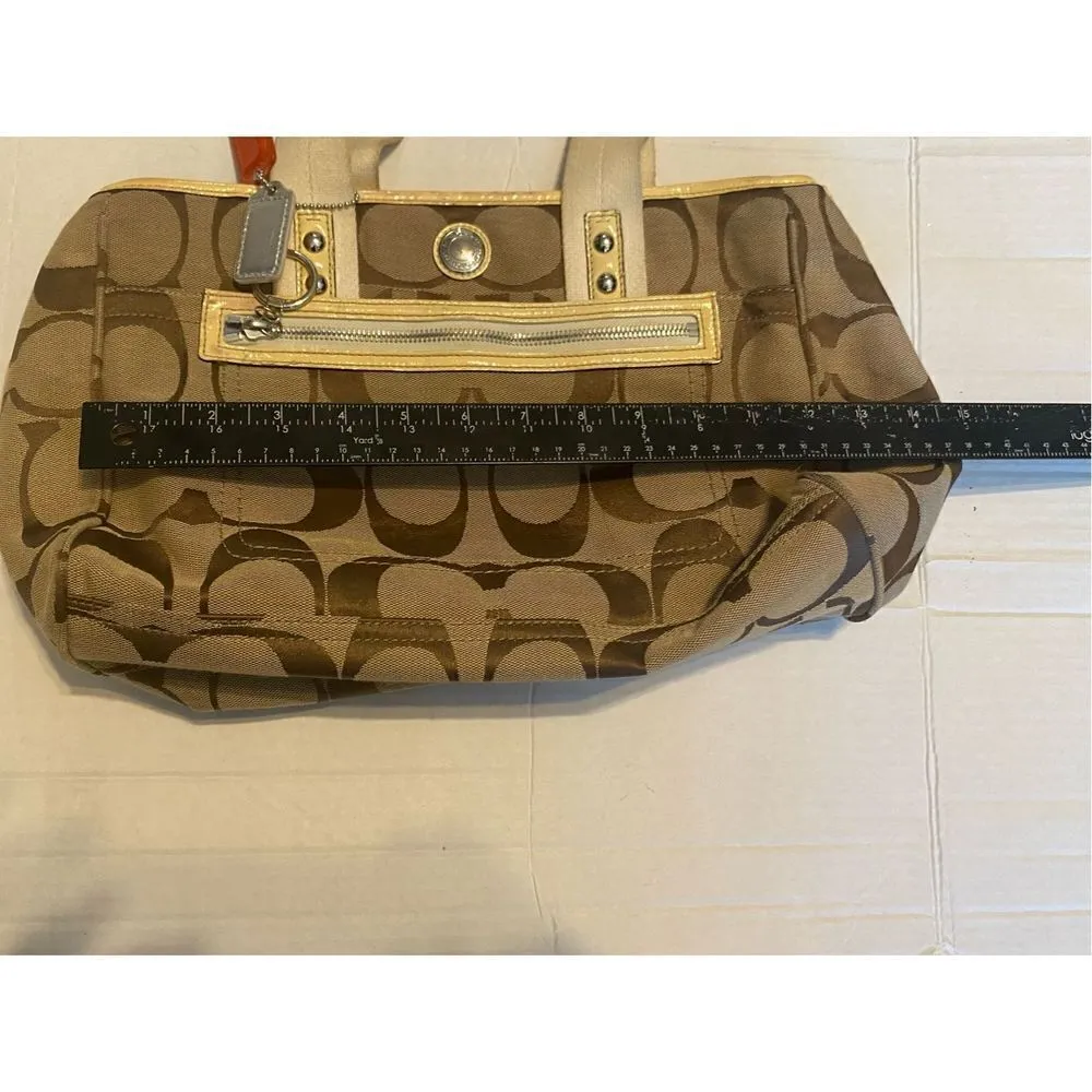 COACH Signature Daisy Vintage Tote Bag  Tan And  Brown‎ 8X4X12 SEE DESCRIPTION - Image 9