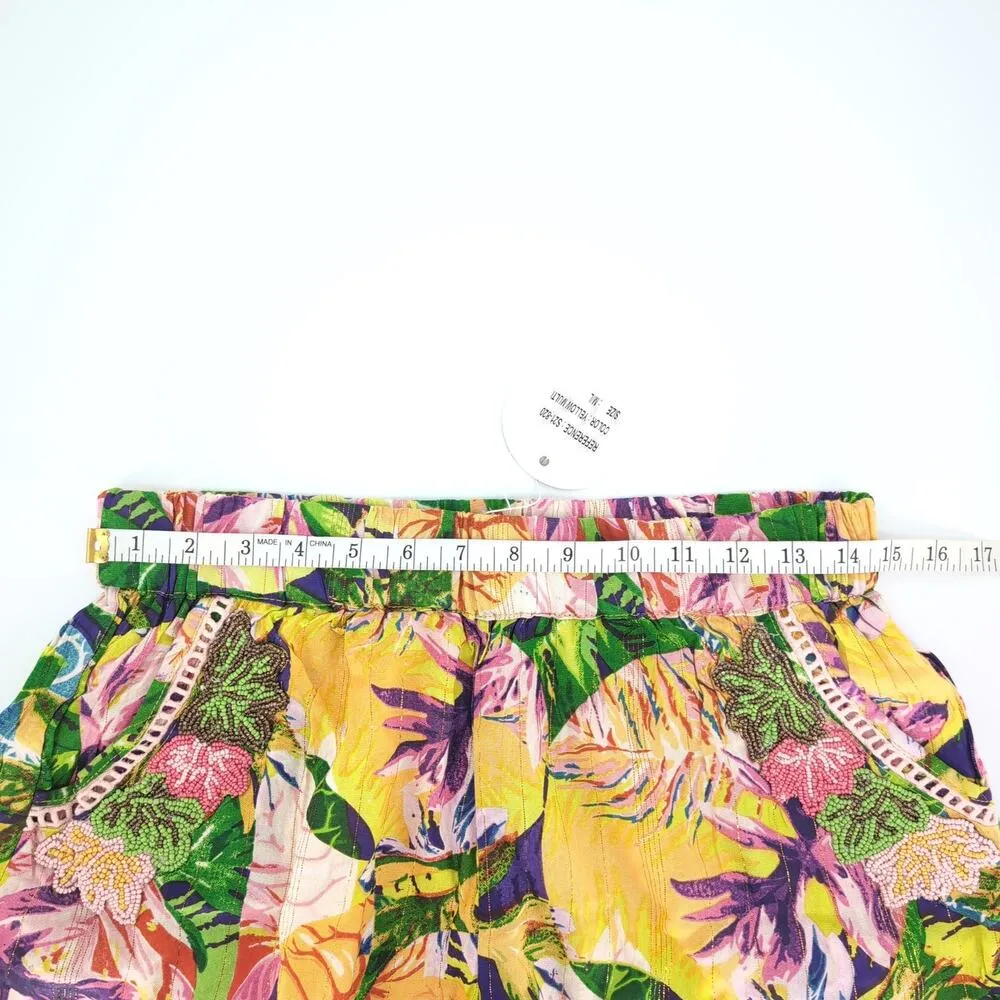 NWT Kitsch & Pop Colorful Tropical Print Beaded Lined Shorts w Pockets - Image 9