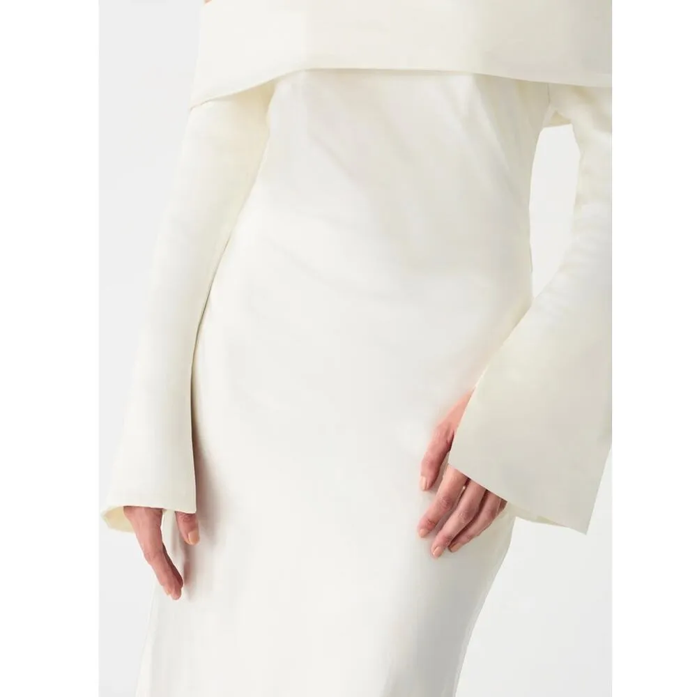 NWT MISHA Bianca Off Shoulder Long Sleeve Gown in Antique Ivory Size Large White - Image 3