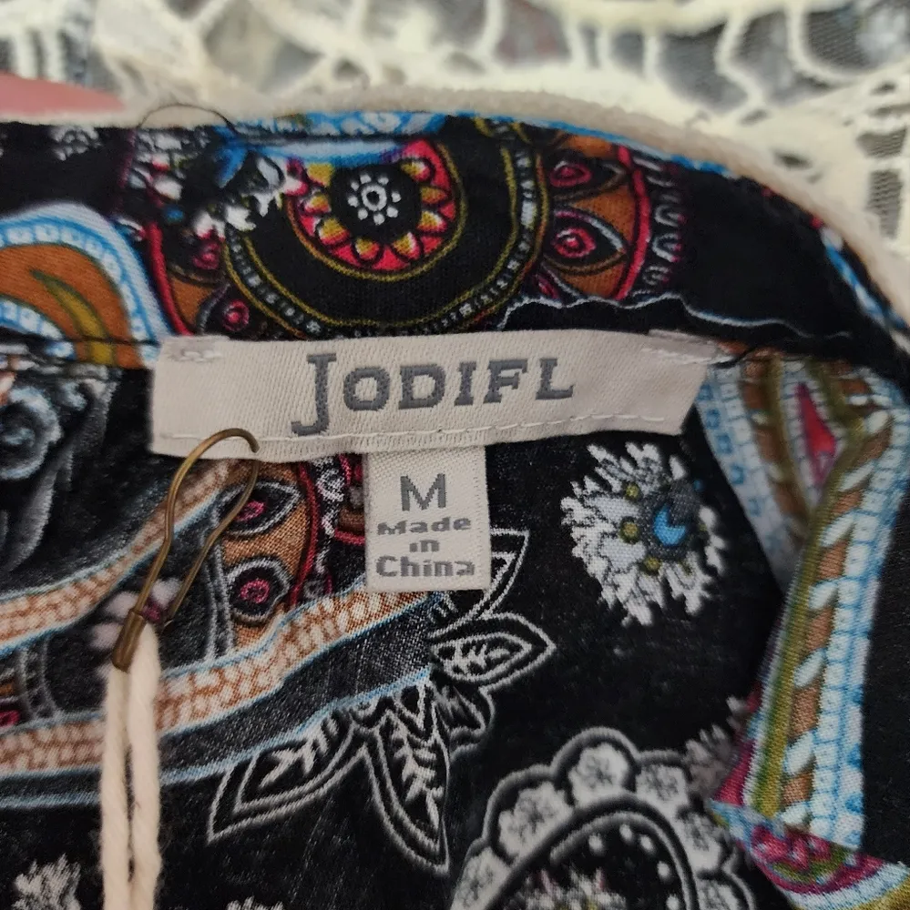 Jodifl black paisley tunic dress size medium - Image 7