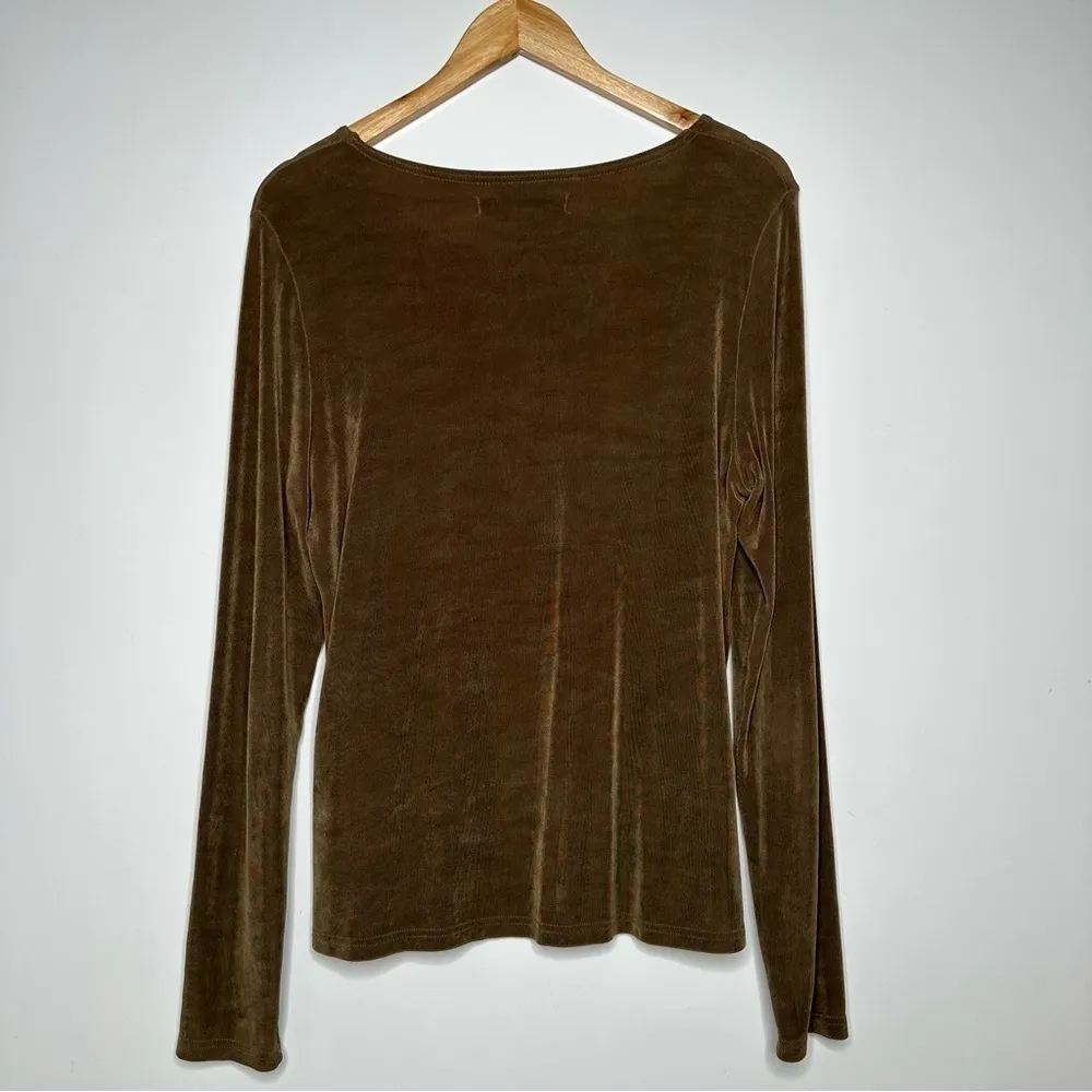 FLAX Brown Long Sleeve Slinky Top Size Small - Image 5