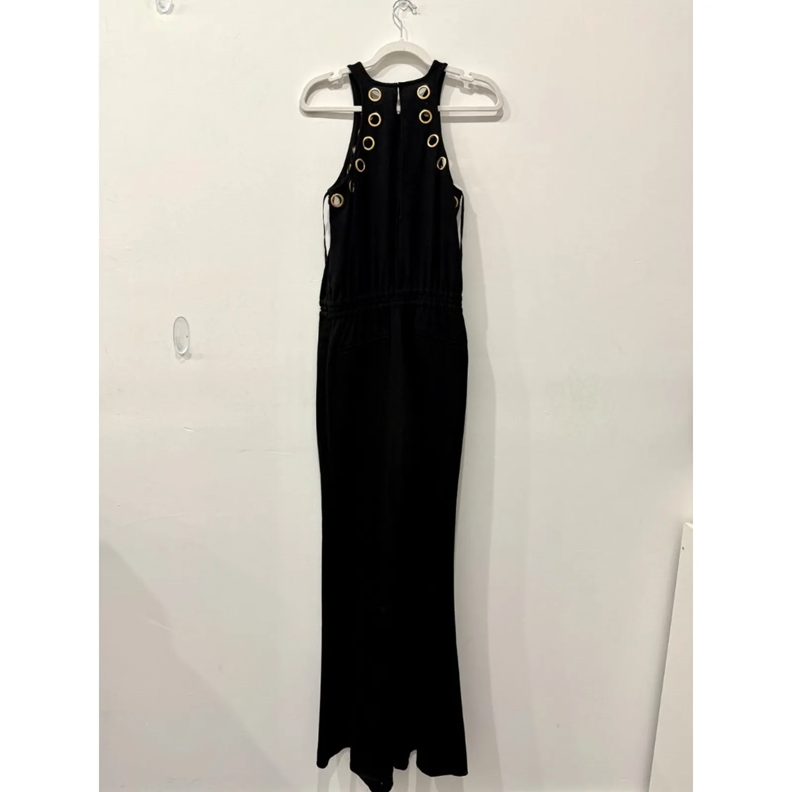 Derek Lam 10 Crosby Pebble Crepe Wide Leg Jumpsuit with Grommets Women's Black 6 - Image 4