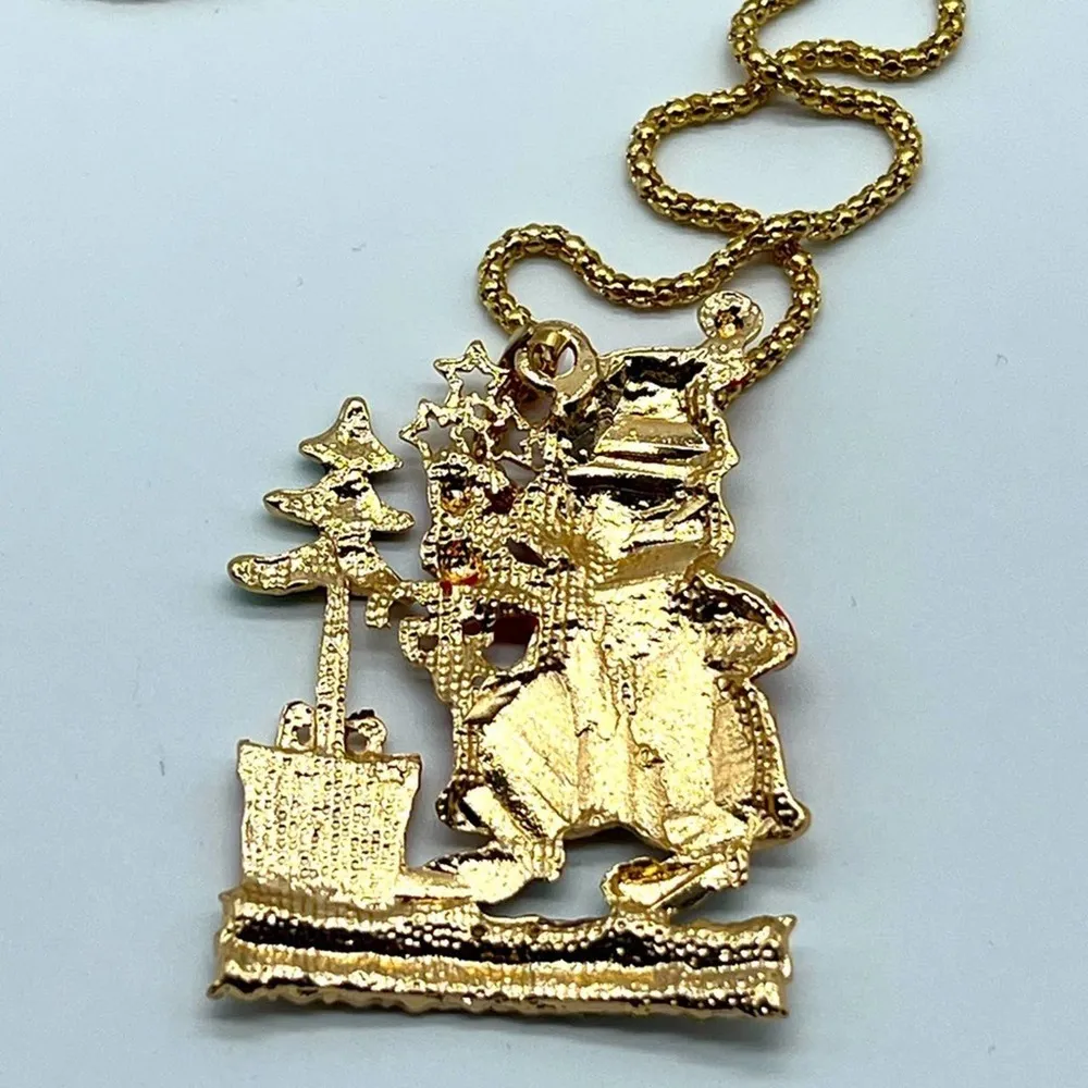 New without tags red and white crystal and enamel Santa Claus Christmas necklace - Image 8