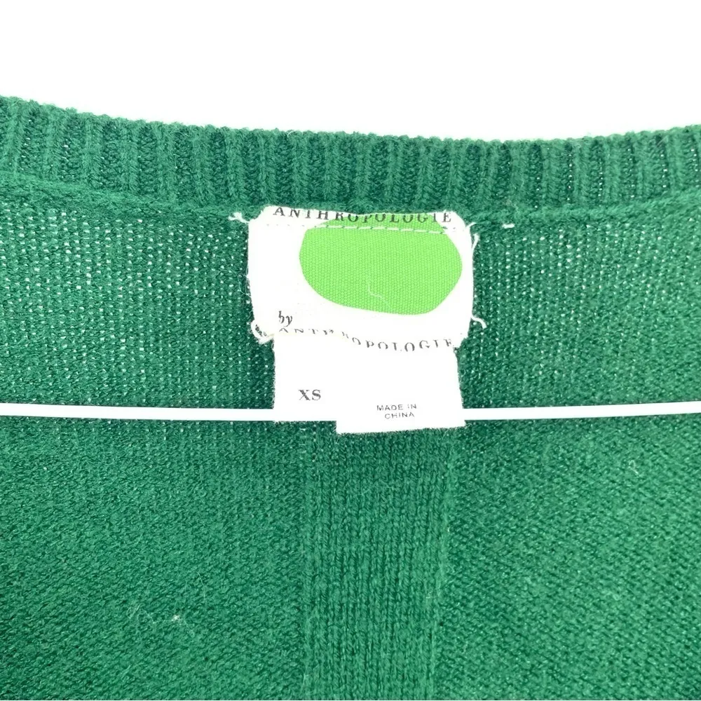 Anthropologie Galicia Green V Neck Long Sleeve Ribbed Collar Tunic Sweater Top - Image 6