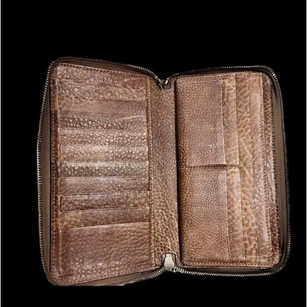 Gucci Brown Sima Bamboo & Tassel Zip Around Organizer Wallet w/ Gucci Bag & COA - Image 7