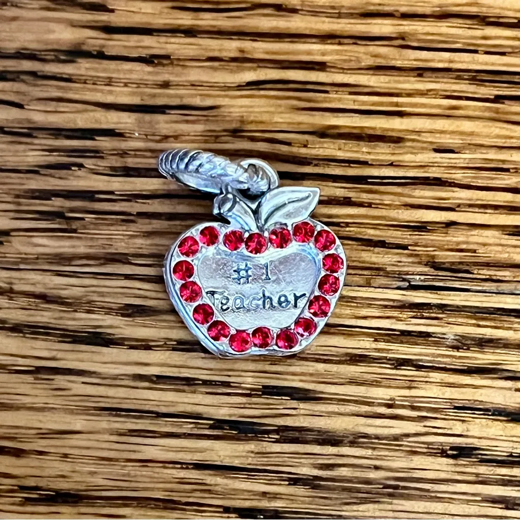 Red and Silver #1 Teacher Apple Pendant - Image 2
