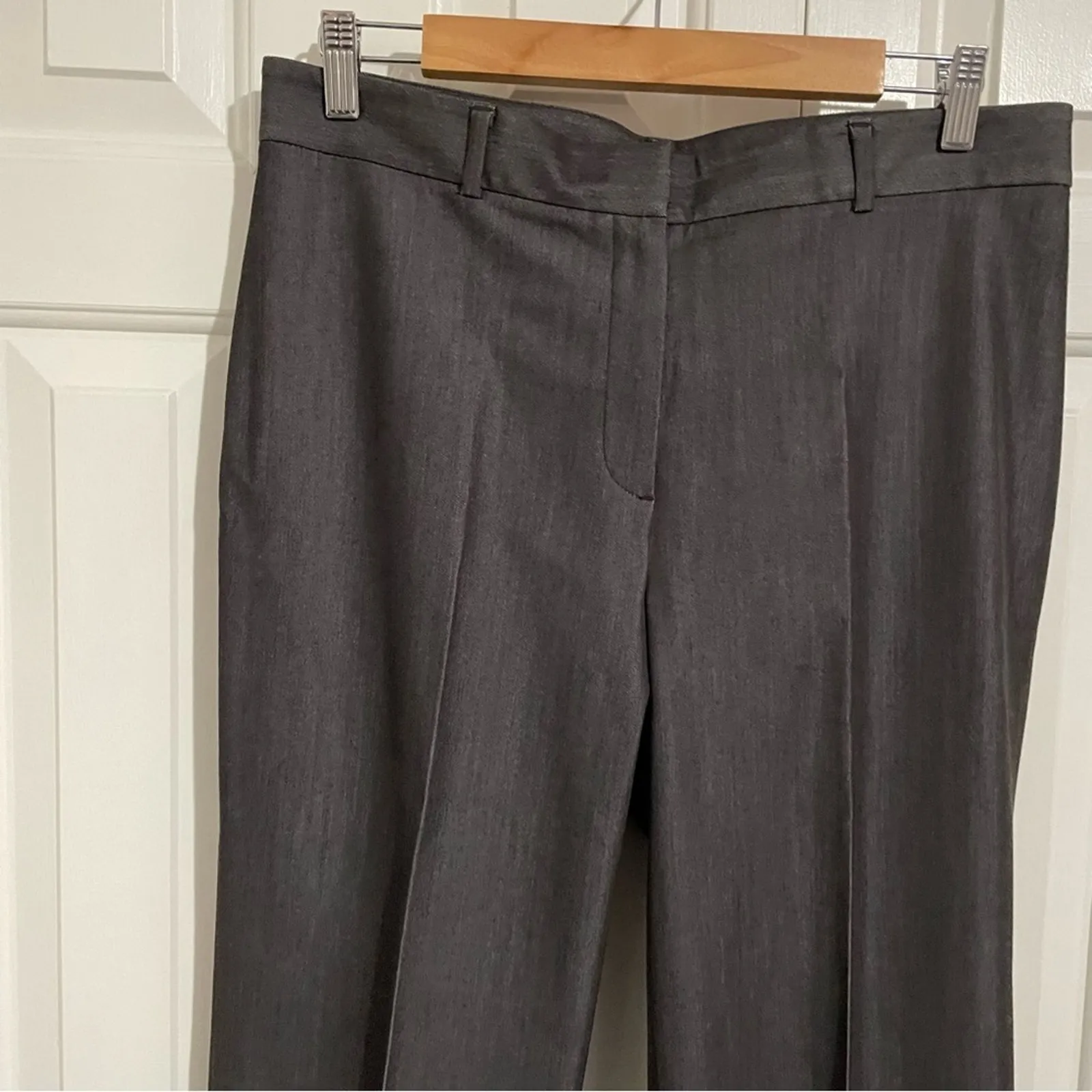 Elie Tahari Charcoal Grey Wide Leg Trouser Pants Womens 12 Dress Pants Wool - Image 2