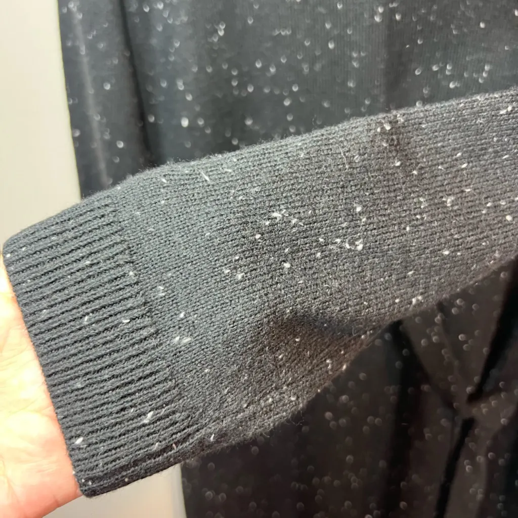 Talbots Womens Tweed Side Tie Sweater Dress Black Knit Long Sleeve Stretch Small - Image 6