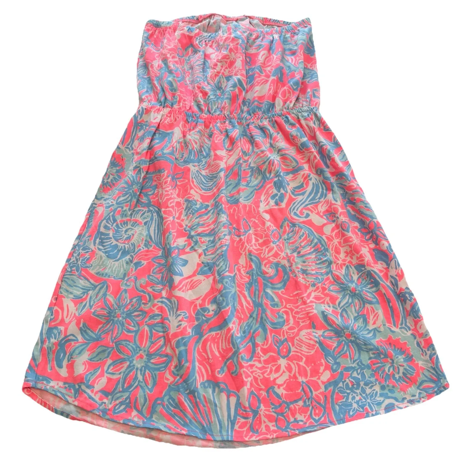 Lilly Pulitzer Windsor Summer Siren Pink Sun Ray Seashell Strapless‎ Dress SMALL - Image 4