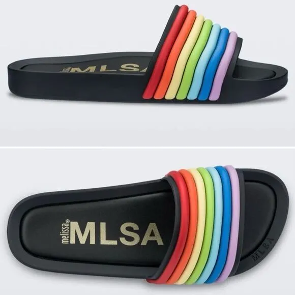 Melissa Rainbow Beach Slide Black Rainbow Size 7 - Image 2