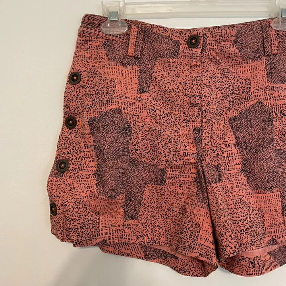 CARTONNIER ANTHROPOLOGIE Island Hopper Shorts Pink Navy Blue Printed Cotton Boho - Image 5