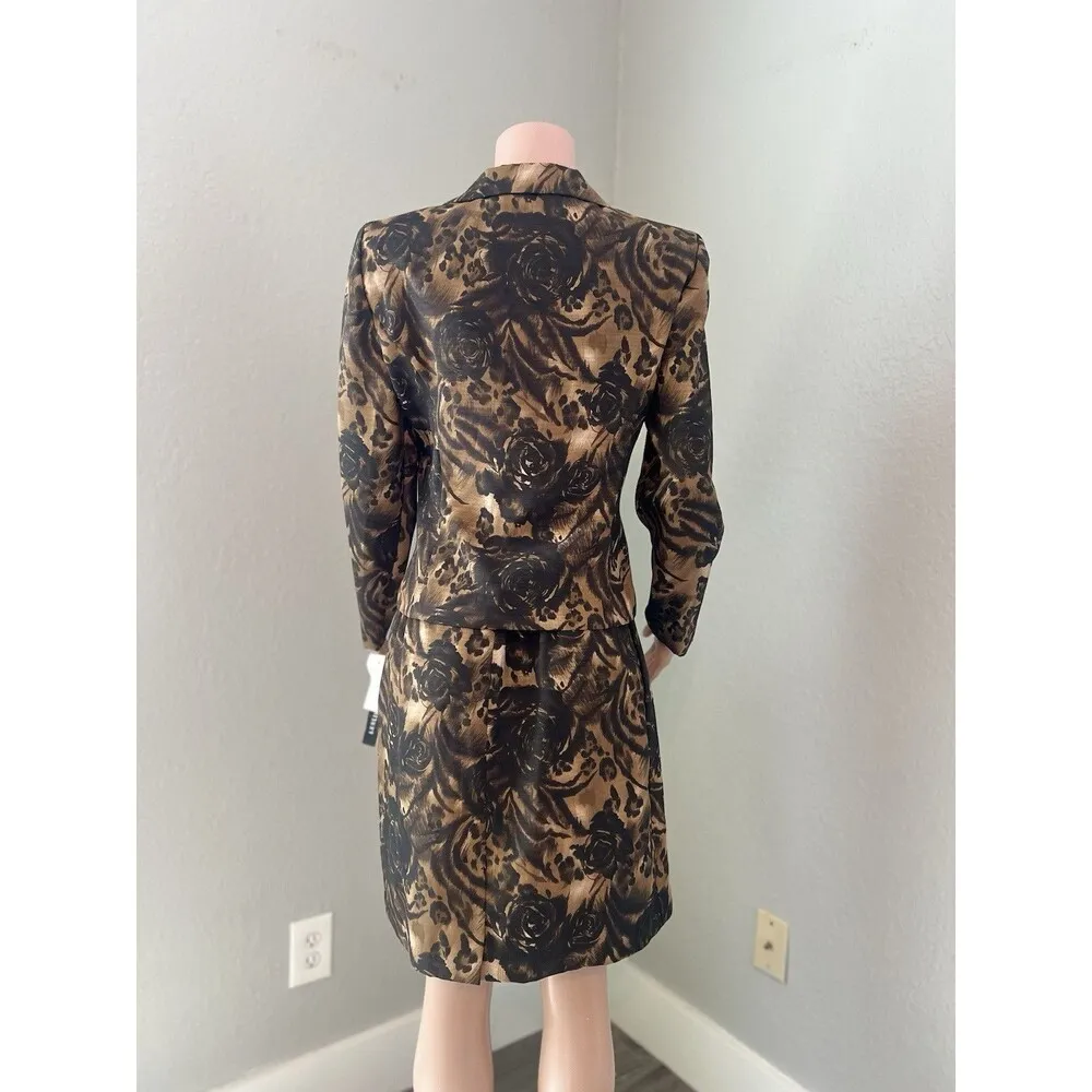 Vintage 80s Leslie Fay FLORAL Skirt Suit 2 Piece Set Sz 10 Secretary NWT #123 - Image 4