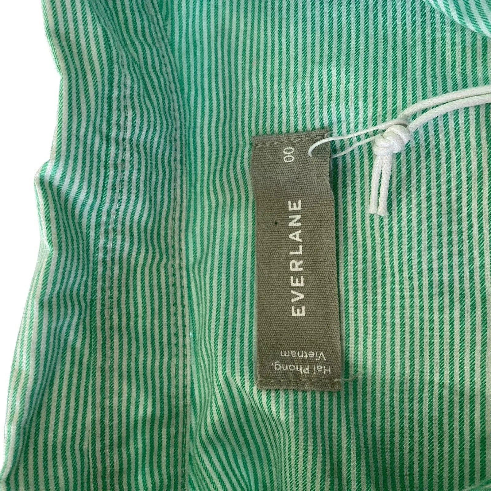 Everlane The Relaxed Fit Oxford Shirt Women New Green Pinstripe Button size 00 - Image 4