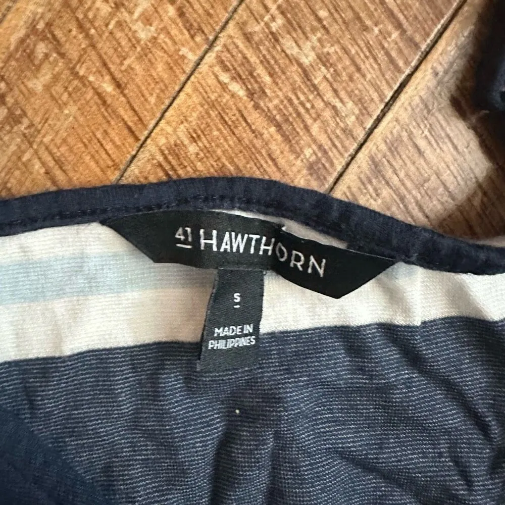 41Hawthorn S striped knit faux wrap beachy sun dress Blue - Image 3