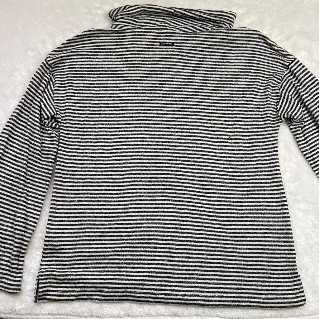 Lucky Brand Striped Cowl‎ Neck Viscose Top Women's Medium Oversized Black White - Image 5