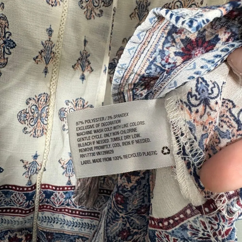 Knox Rose Women's White Boho Sleeveless Peasant Blouse - Size Small - Tassel Top - Image 5