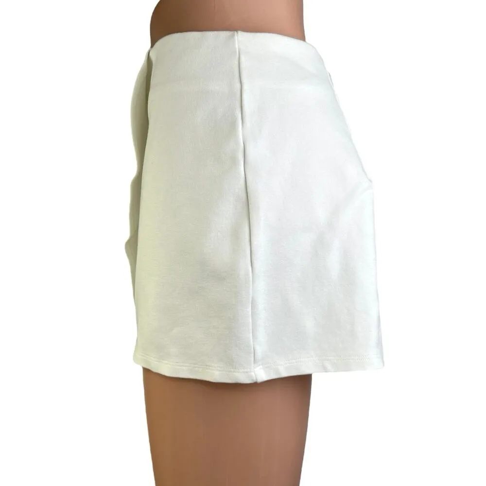 Superdown Sonya White Mini Zipper Casual Party Cocktail Wrap Skort Skirt Size M - Image 2