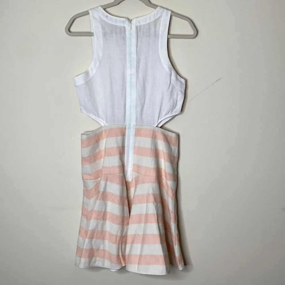Tibi Blanket Stripe Dress Pale Blush Pink Cutout Side VNeck Sleeveless Size 8 - Image 6