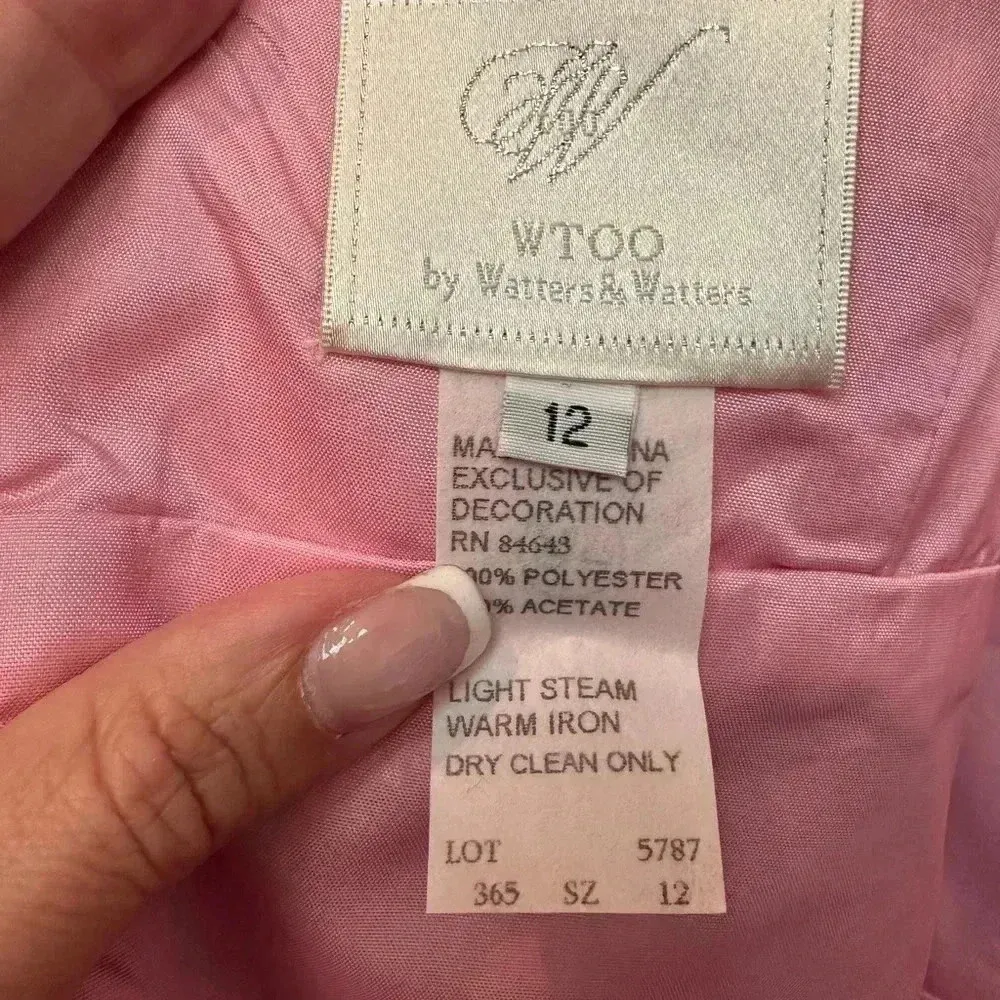 WTOO Watters & Watters In Bloom Pink & Brown Gown Dress Size 12 Cocktail Prom - Image 12