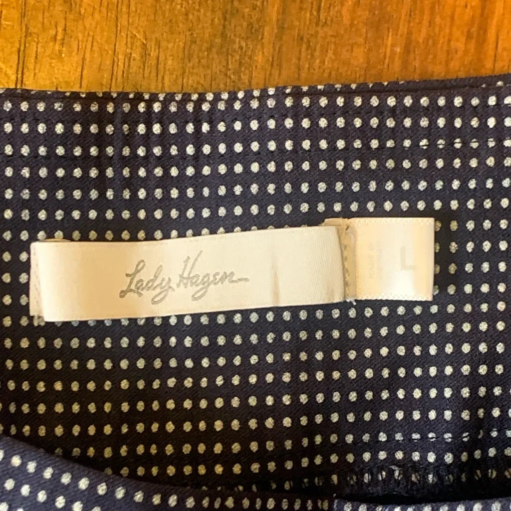 Lady Hagen Pants Large Dark Blue and White Dots Golf Athletic - Image 2