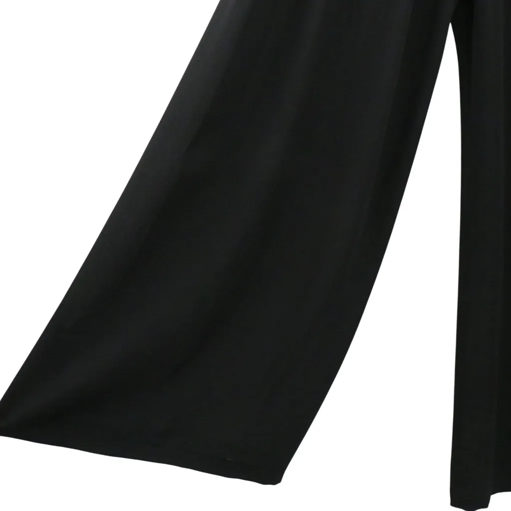 Harari Silk Solid Black Pull On Wide Leg Pants S - Image 3