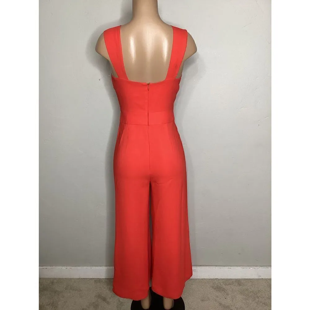 New. Lewit red cropped wide legged jumpsuit. With twisted detail. Size 4/6 - Image 6